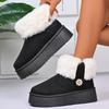 Fashion Black Faux Fur Warm Snow Boots for Women Round Toe Platform Snow Boots Woman Winter Pearls Decoration Ankle Booties Mujer