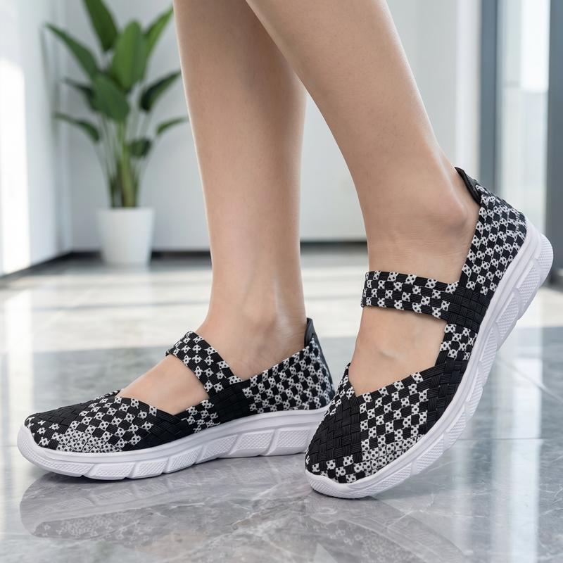 Summer Girl Mary Jane Sandals Lady Handmade Braid Sandals Women Black Weave Flat Shoes Plus Size