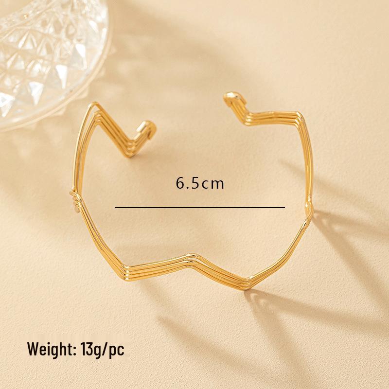 

Корейская мода Геометрический браслет-волна – Модный открытый браслет для женщин, Ювелирное изделие для повседневной носки