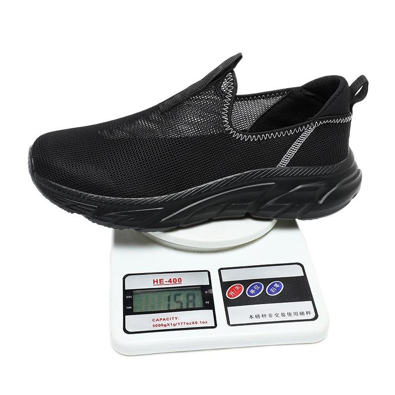 Casual men's shoes breathable and comfortable running shoes mesh shoes lazy black sports mesh cloth shoes