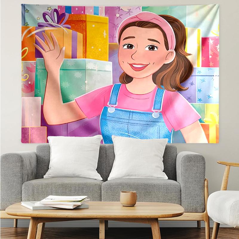 Ms.-Rachel Print Tapestry, Backdrop, Easy Setup, Ideal for Bedroom, Office & Living Room, with Aesthetic Wall Hanging Decor.