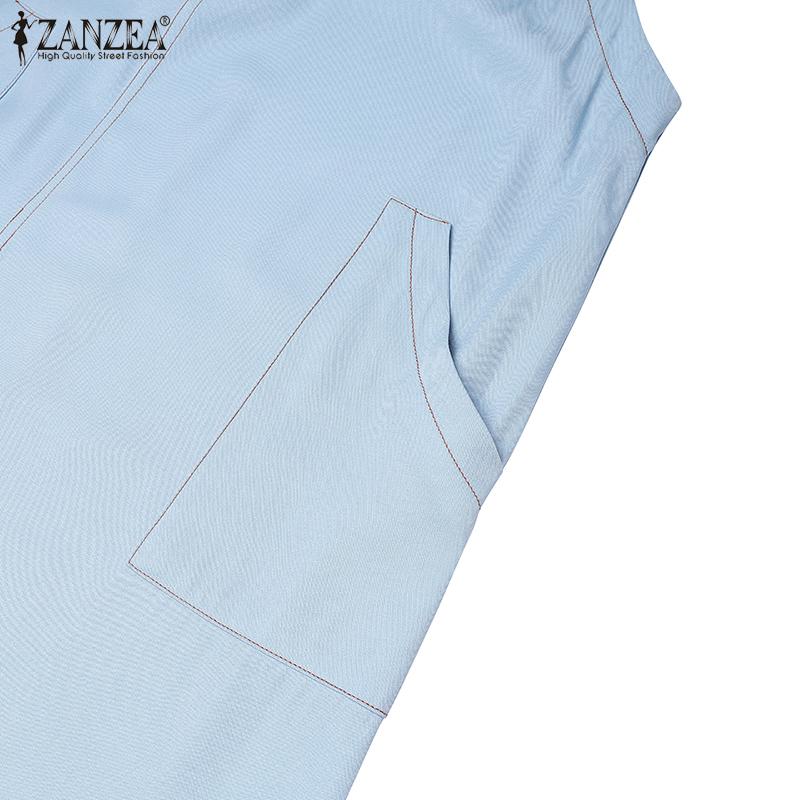 ZANZEA Women Casual Square Collar Loose Sleeveless Suspender Dress