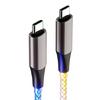 Universal Type C To Type C Fast Charging Wires 60W Gradients RGBs Lighting Aluminum Shell TPE Material Soft Cable