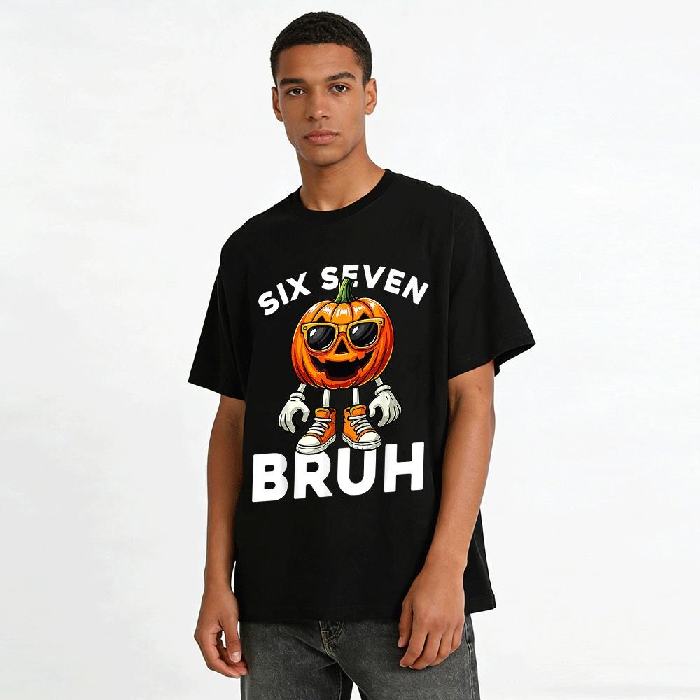 Cool Sunglasses Pumpkin Graphic Casual Halloween Tee Pure cotton T-shirt