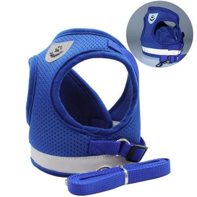 Dog Mesh Harness Chest Vest with Strap Set WI046DG, Blue, -