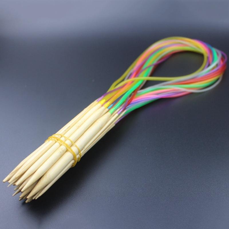 18 méret 2.0-10.0mm 80cm Bambusz Körkötőtű Készlet Színes Tubussal