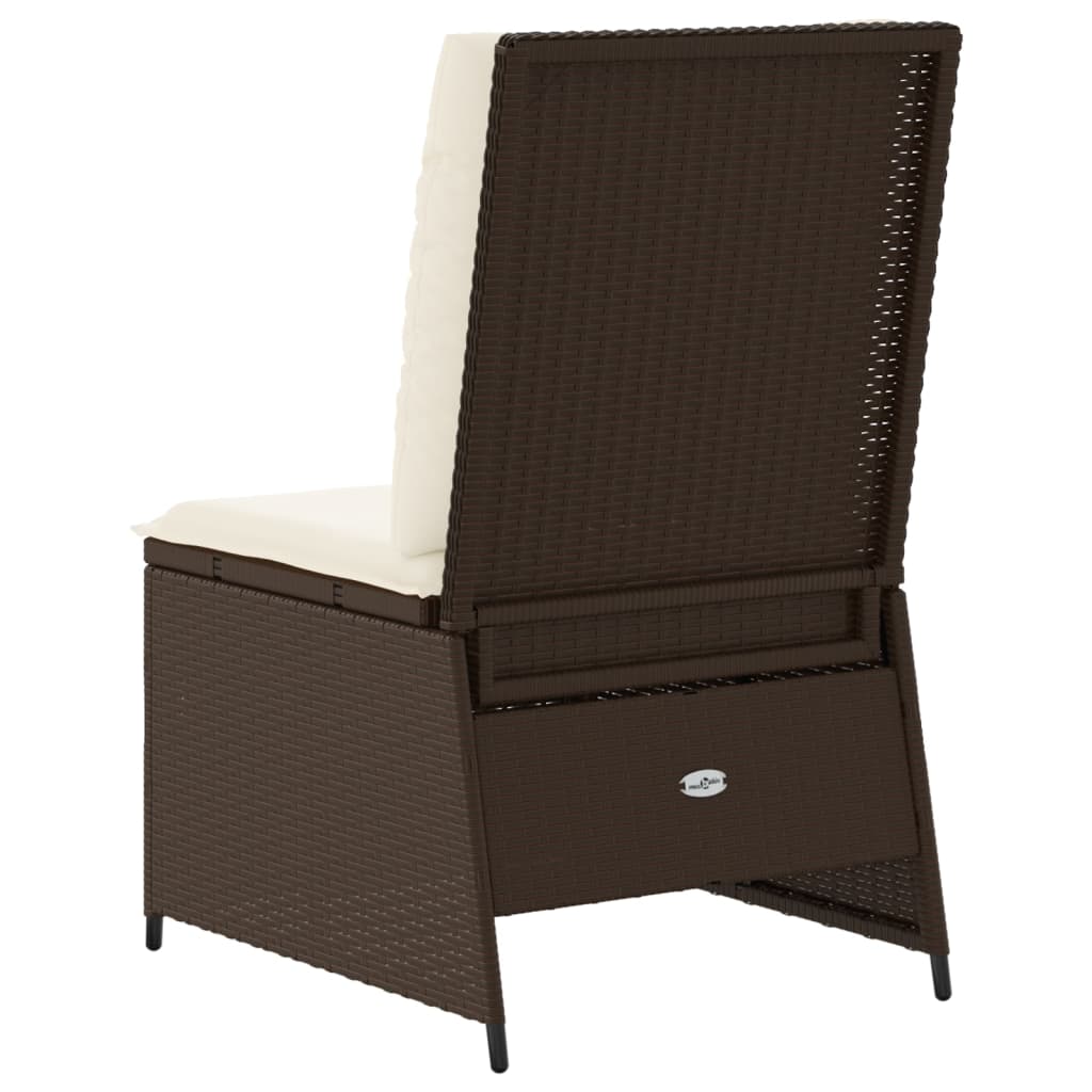 Folding Garden Armchair With Cushions, Brown, Poly Rattan