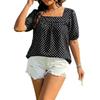 Summer New Large-sized Polka Dot Square-neck Top with Puff Sleeves, Loose and Slimming Baby Doll Style Shirt