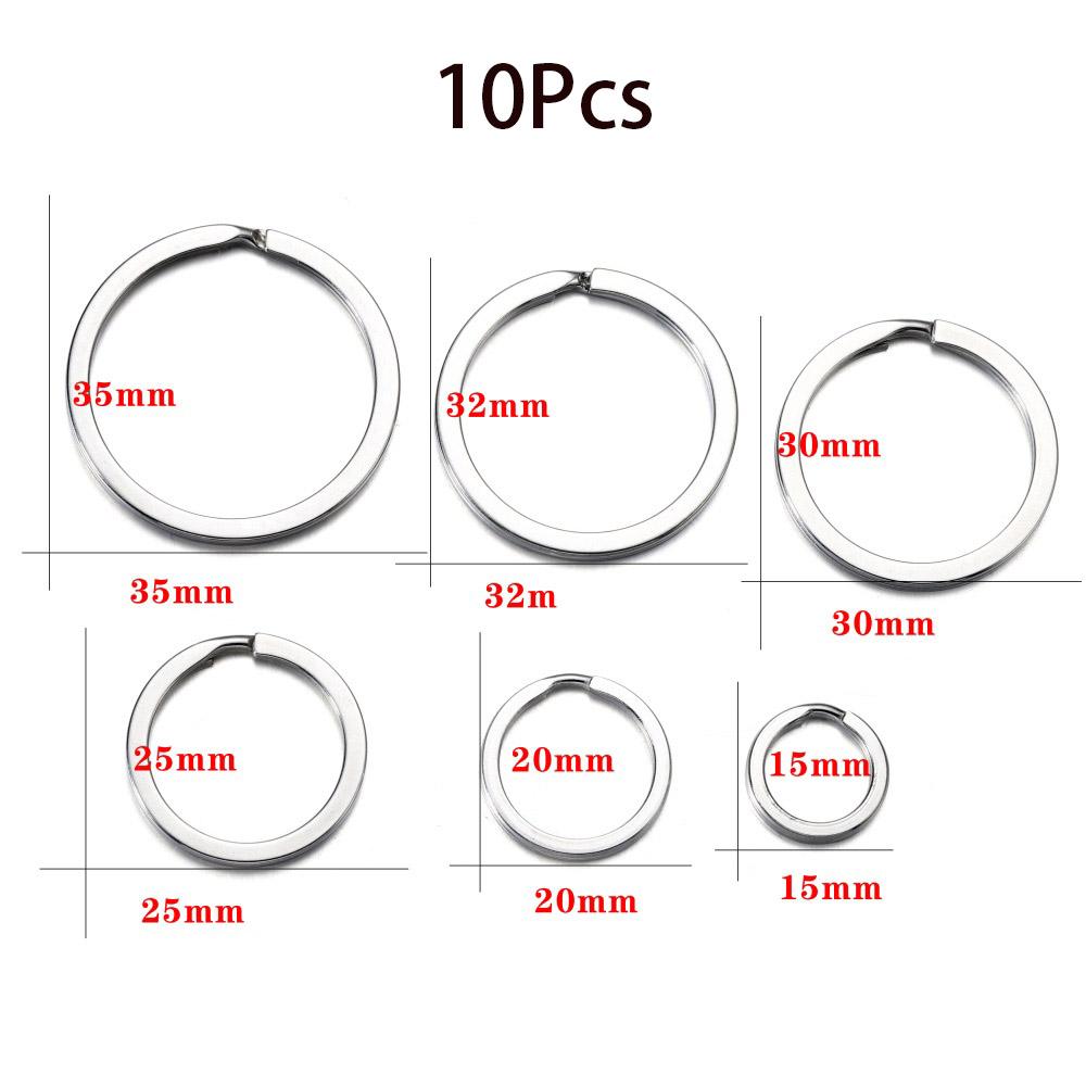 10/20Pcs 15-35mm Stainless Steel Keychain Ring Split Ring Keyfob Key Holder Rings for DIY Key Ring Jewelry Making Accessories