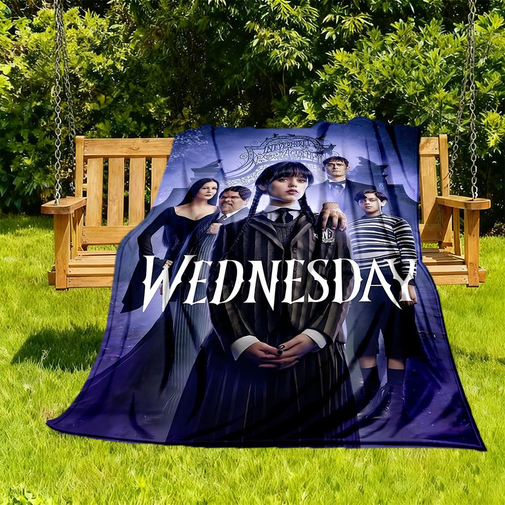 1pc Wednesday Outdoor Blanket Lightweight Flannel, Soft & Warm, All-Season Use for Sofa, Outdoor, Camping, Living Room, Office103