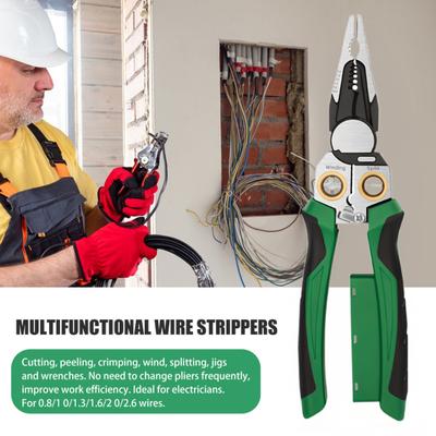 Yousheng 8-in-1 Wire Stripper with Voltage Tester Ergonomic Handle Portable Multi-function Electric Wire Stripping Tool Cable Cutter