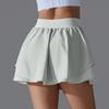 New Solid Color Double-layer Pocket Tennis Skirt Sexy Tight Fitting High Elasticity Sports Running Fitness Yoga Shorts For Women