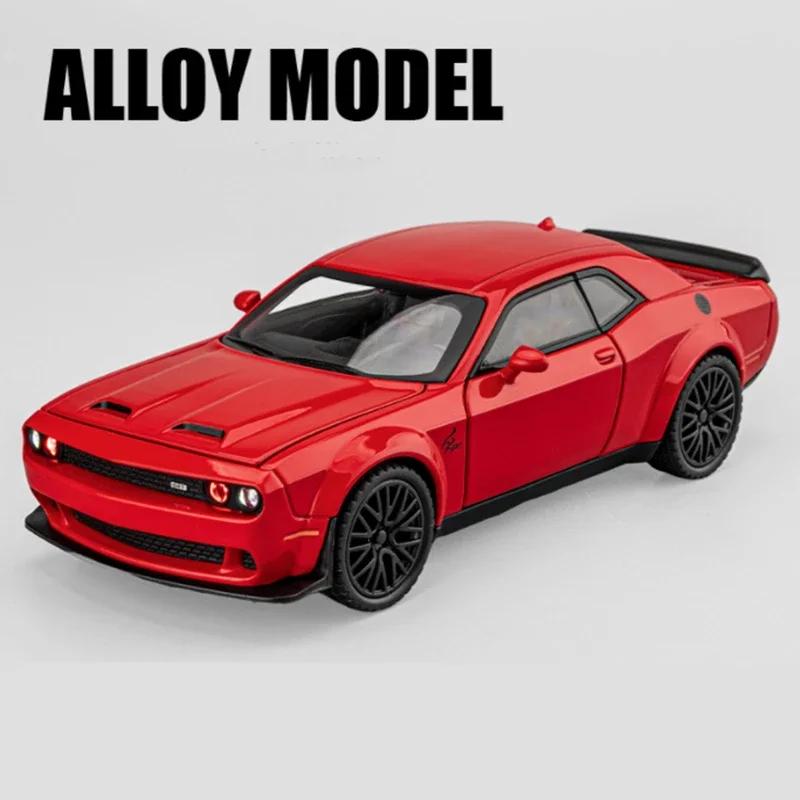 DFN2  1:32 Dodge Challenger Helicat SRT Alloy Sports Car Model Diecast Metal Toy Muscle Car Model Simulation Sound and Light Kids Gift