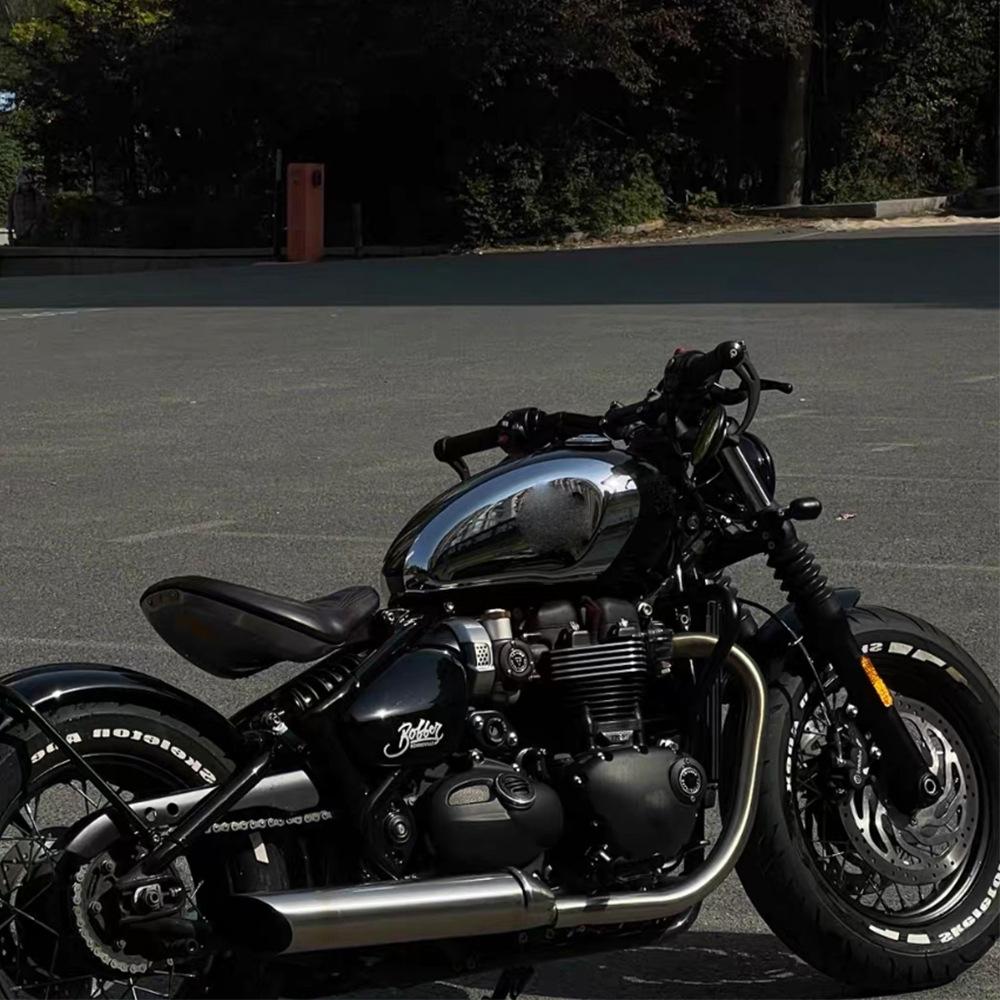Motorcycle Accessories Short Retro Front Fender Mudguard for Triumph Bobber Bonneville Speedmaster 1200 2018- Cafe Racer Black