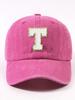 Fuchsia Pink Letter E Patch Casual Dad Hat Adjustable Unisex Outdoor Sun Visor Cap