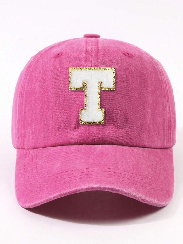 Fuchsia Pink Letter E Patch Casual Dad Hat Adjustable Unisex Outdoor Sun Visor Cap