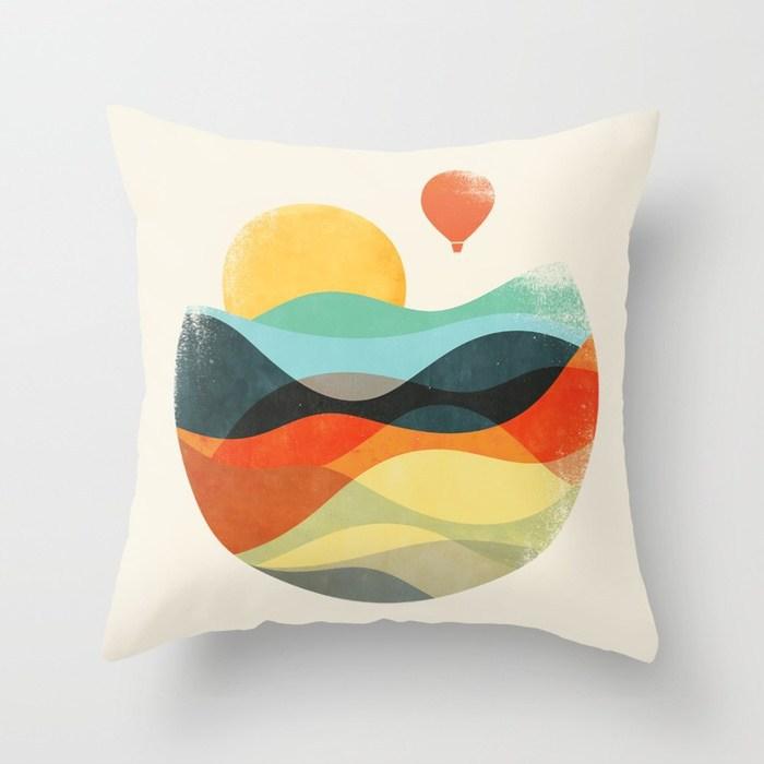 Pillowcase Car Waist Pillow Sofa Pillowcase Sun Pattern Pillow Office Pillow Side Sleeping
