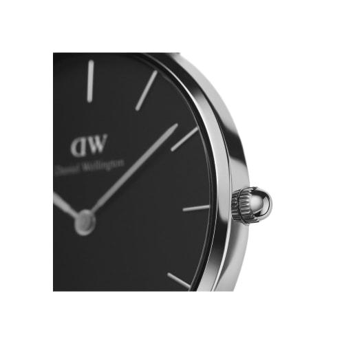 [Official Shop/2-Year Warranty/Authentic Import] Daniel Wellington DW Women's Petite Sterling Black 32mm Watch, Stylish Designer Mesh Watch, Black, Pe
