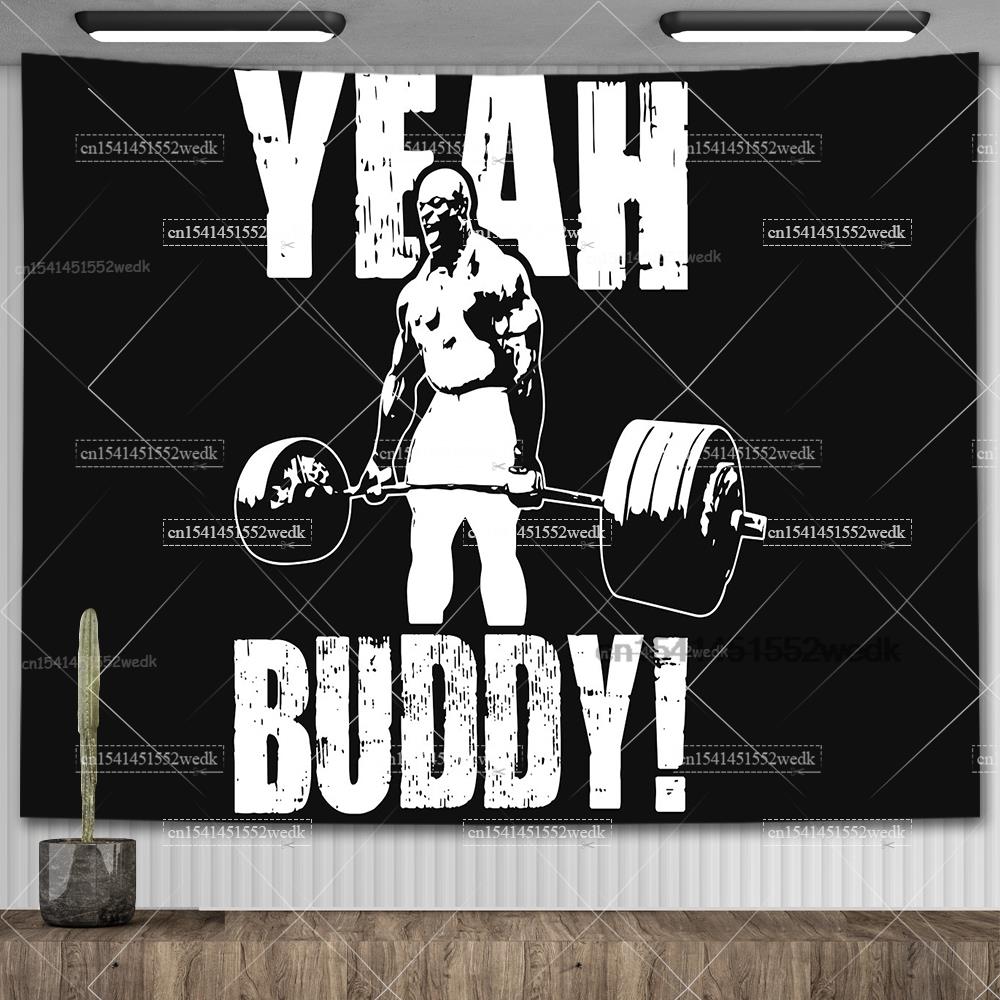 Yeah Buddy Ronnie Coleman Tapestry Wall Decor GYM Motivation Bodybuilder Meme Tapestry Macrame Aesthetic Bedroom Decoration 100X70CM