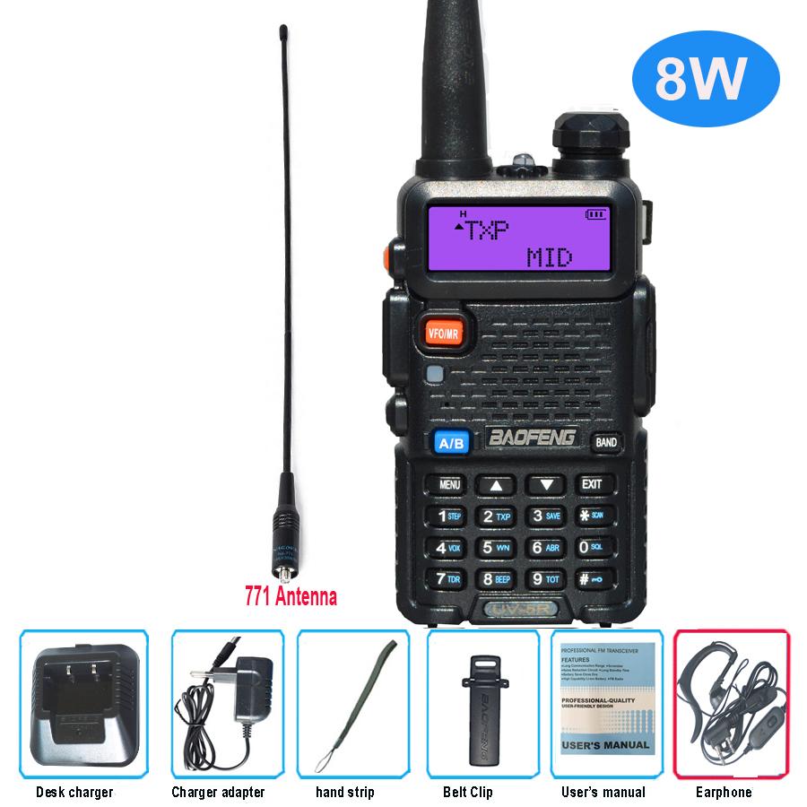 1/2 Pcs Baofeng UV-5R 5W 8W True High Power Walkie Talkie Long Range 10km FM Two Way Portable Radio UV5R Handheld Transceiver