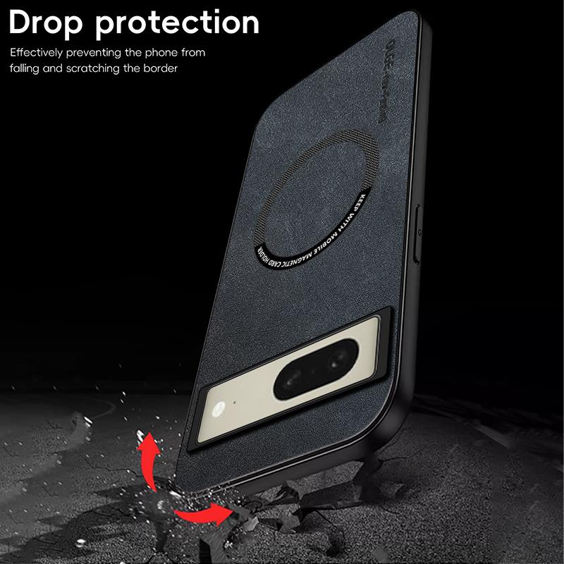 For Google Pixel 8 8 Pro 8A Fine Hole Sheepskin Magnetic TPU Soft Edge Anti-Drop Anti Fingerprint Phone Case