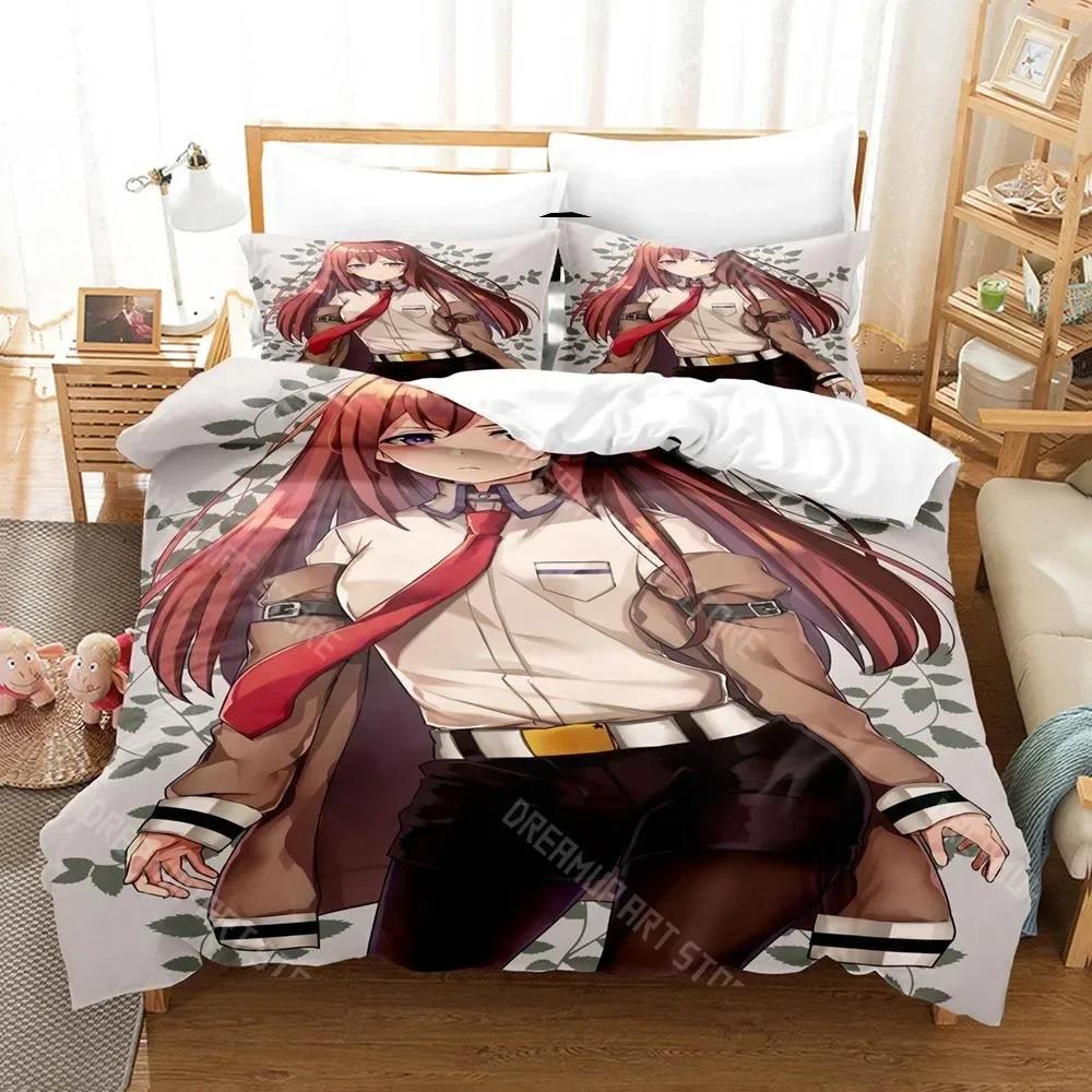 Kawaii Steins Gate Bedding Set Single Twin Full Queen King Size Bed Set Aldult Kid Bedroom 3D Anime Bed Sheet Set