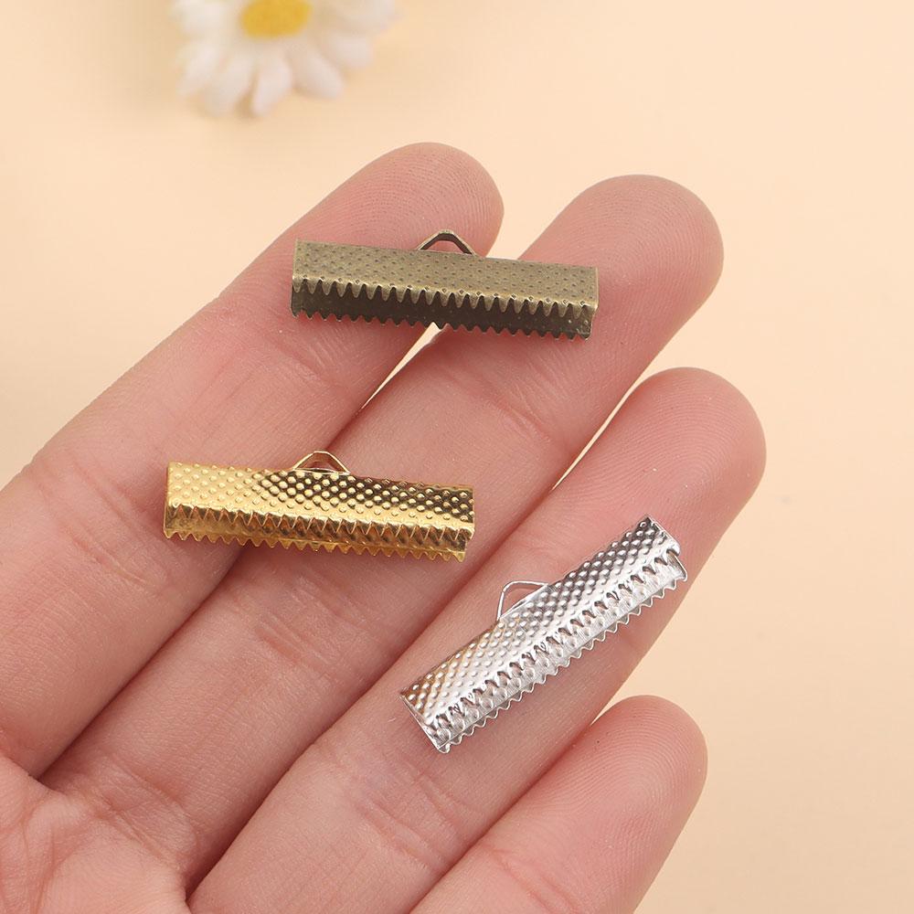 20/40/60pcs alloy material ribbon clip end, bracelet bookmark clip buckle leather rope end clip DIY jewelry making tool kit