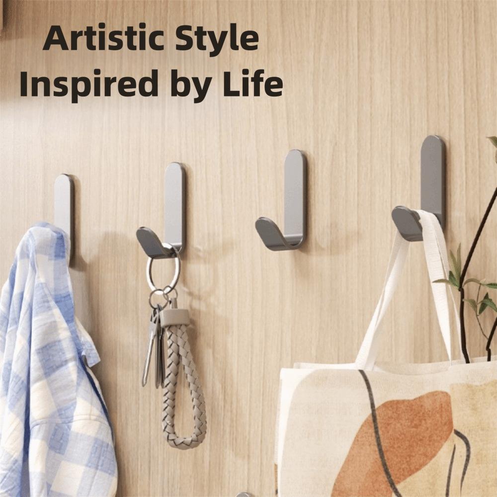 5 Pcs Strong Adhesive Wall Organizer Hook J-hook Design Waterproof Adhesive Hanging Hook Multi-purpose Storage Rack