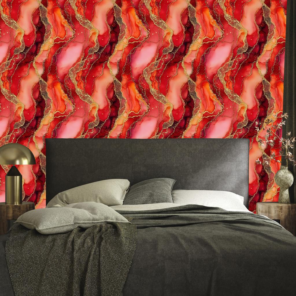 Ink Red, Orange and Coral Wallpaper for Living Room and Bedroom 50x1000