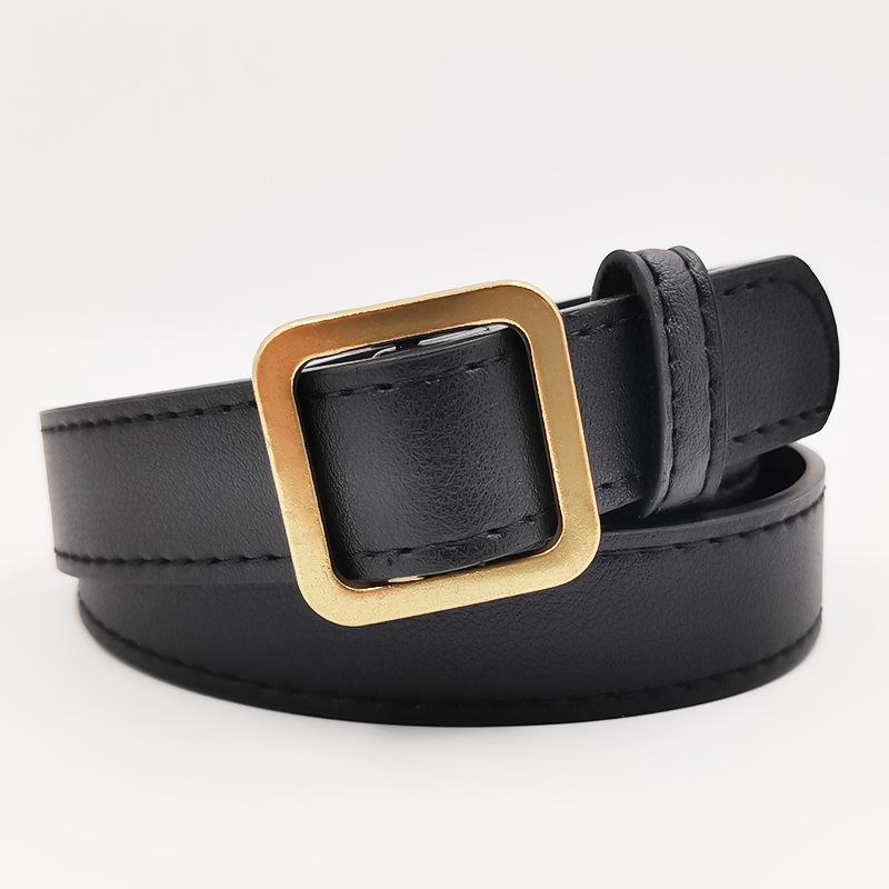 New Square Buckle Women's Imitation Leather Belt Simple and Fashionable Versatile PU Artificial Leather Belt