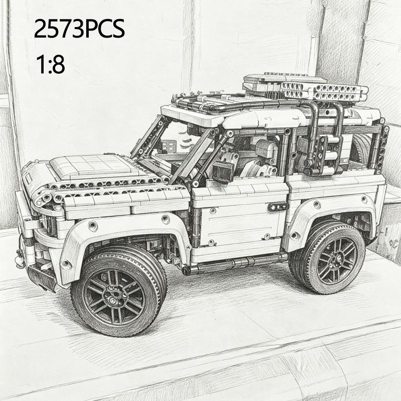 2573PCS 1:8 Technical Defender Off Road Car Model Building Blocks Assemble Bricks SUV Vehicle Educational Toys Gift