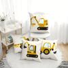 4Pcs Cartoon Construction Vehicle Throw Pillow Covers Cute Excavator Double-Sided Printed Cushion Cases, Playful Kids Room Decor