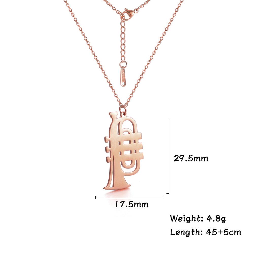 Music Guitar Pendant Necklace for Women Men Stainless Steel Gold Microphone Accordion Neck Chain Jewelry Gift