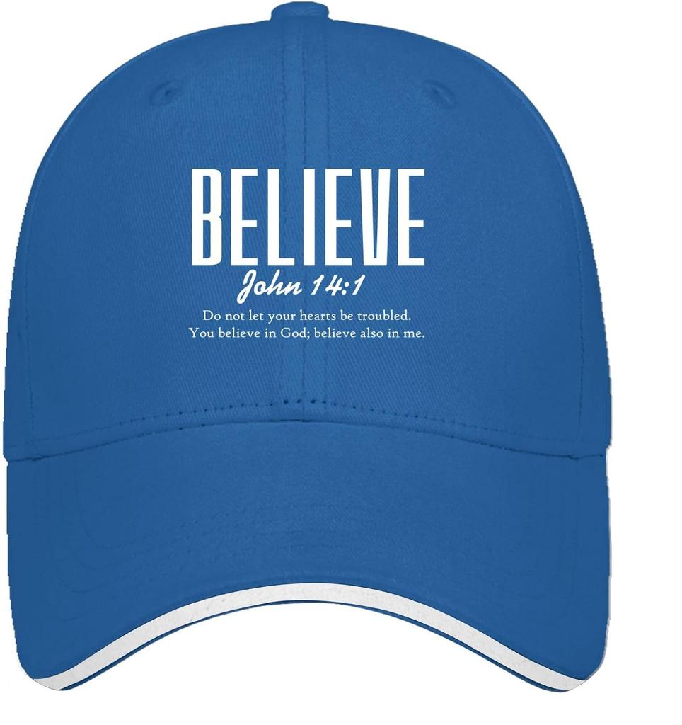 Believe John 141 Bible Verse Pink Baseball Cap Adjustable Polyester Casual Sun Protection Hat