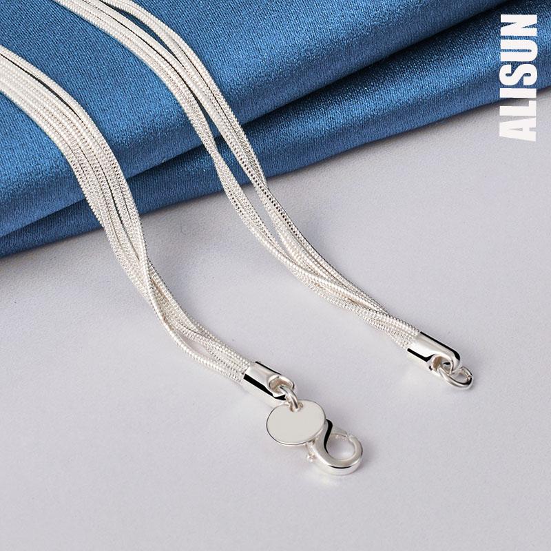 925 Sterling Silver Five Snake Chain Starfish Necklace Fashionable Wedding Jewelry