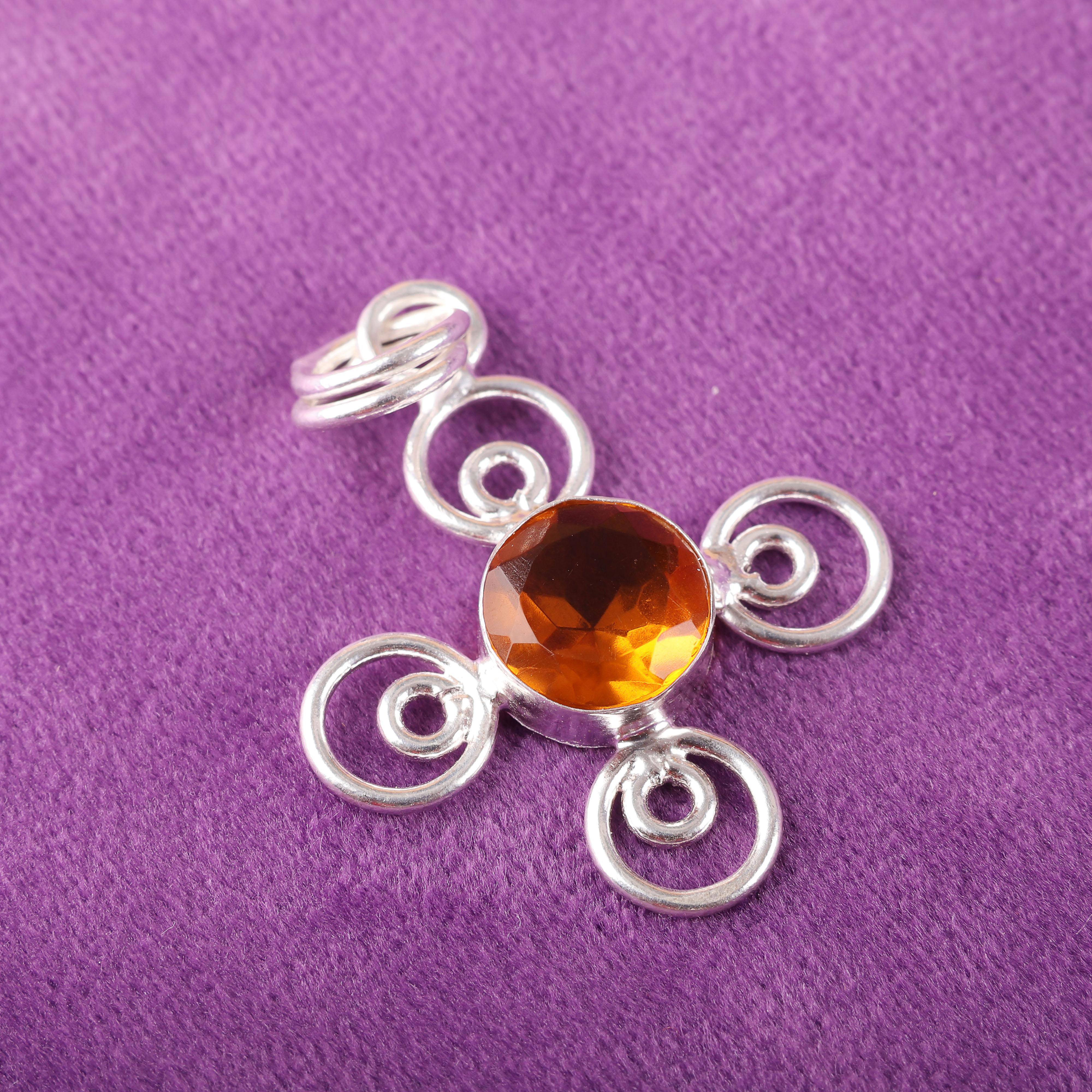 

Подвеска с цитрином, ювелирные изделия из стерлингового серебра 925 пробы с драгоценными камнями, подвеска ручной работы, на День Благодарения оранжевый