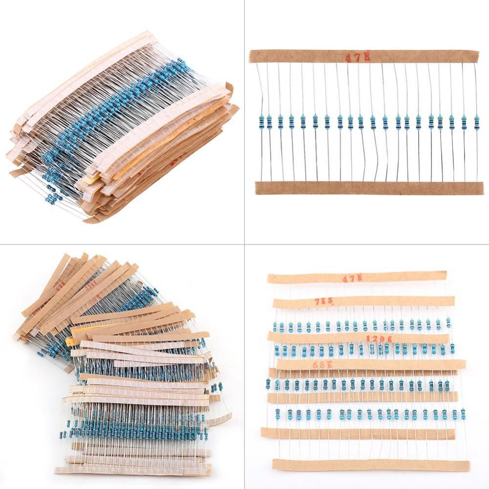 1280PCS 1/4W Power Rating Metal Film Resistors 1-10M Ohm Range High Precision Resistors  LED Lights