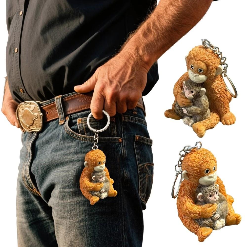 Resin Monkey Doll Keyring 3D Monkey Pendant Monkey Resin Ornament Monkey Keychain  Kids Gifts
