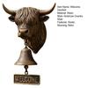 Highland Cow Head Doorbell with Welcome Sign Rustic Wall Mounted Resin Cow Hanging Bell Decor for Farmhouse Porch Entryway Kitchen