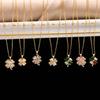 316L Stainless Steel Chain Zircon Clover Pendant Necklace for Women Luxury Colored Crystal Neck Female Wedding Jewelry Gift