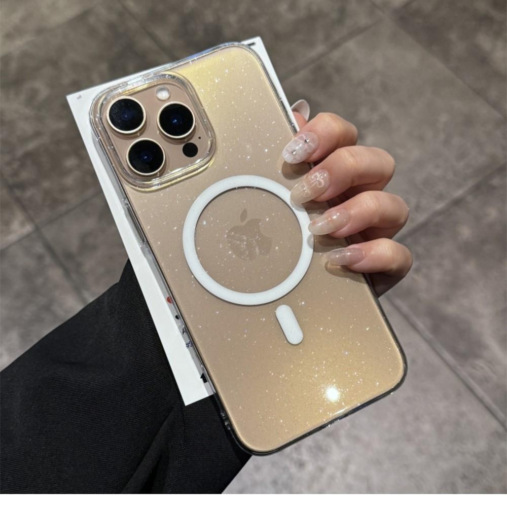 Luxury Shiny Crystal Transparent Glitter for Magsafe Case For iPhone 16 15 14 13 12 11 Pro Max Plus Magnetic Thin Hard PC Cover