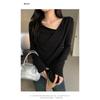 Women S Long Sleeve Off Shoulder Knit Top Slim Fit Autumn Winter Inner Wear