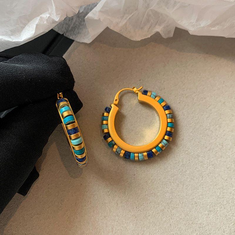 

Beaded Women s Niche Design Big Earrings Natural Stone Beaded Earrings