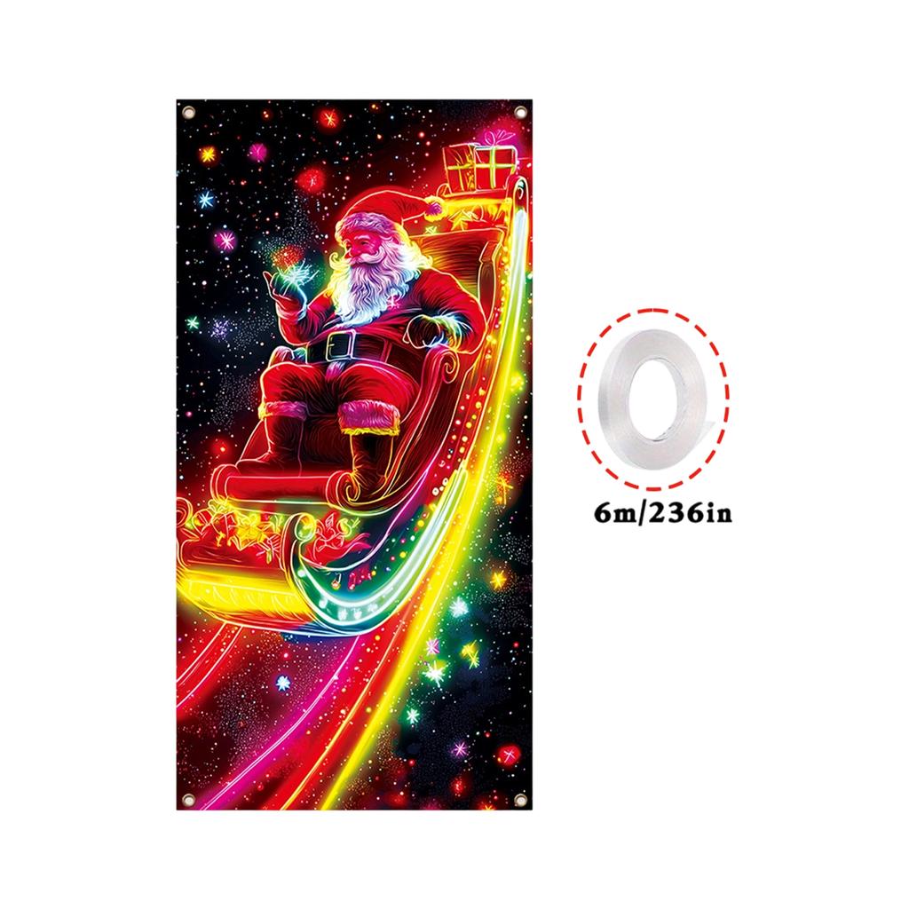 Christmas UV Fluorescent Door Banner/cover Background/holiday Party Decoration/Christmas Decorative Hanging Cloth