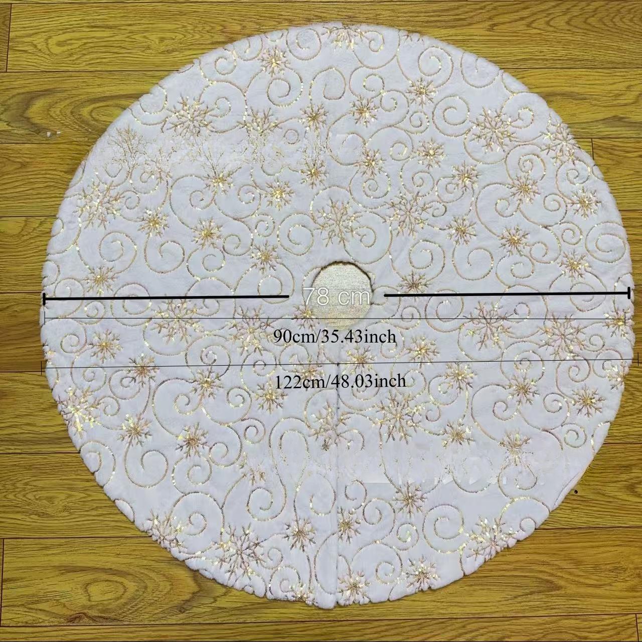 

Белая плюшевая юбка для рождественской елки с вышивкой золотыми блестящими ветвями, полиэстер, рождественский декор, напольный коврик для праздничной вечеринки 78cm небесно-голубой