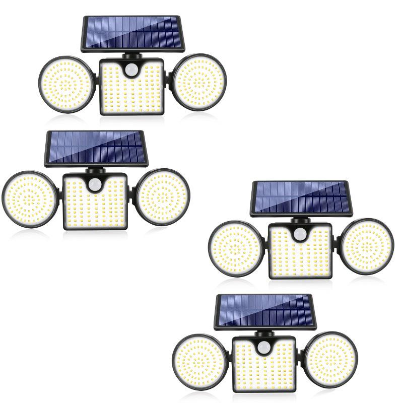 Three-Head Solar Wall Light, 260 LED, Motion Sensor Outdoor Garden & Street Lighting