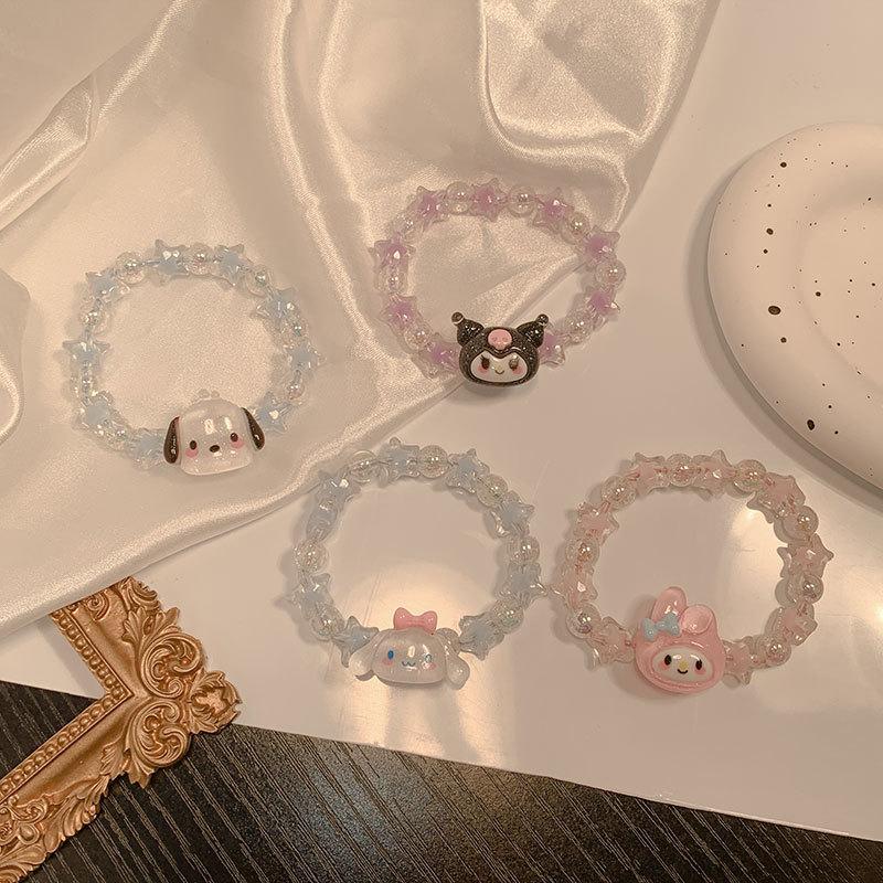Sanrio Kuromi Cute Anime Cartoon Couple Bracelet Birthday Gift Jewelry Accessories Hair Ring Head Rope Girl Gift
