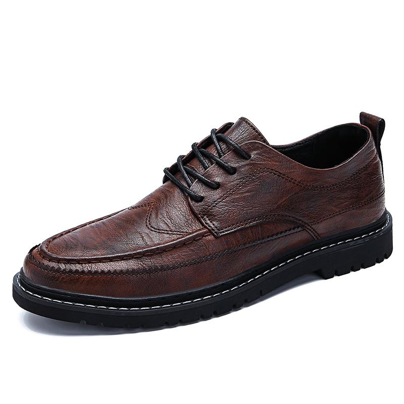 Men's Quality Leather Shoes British Business Lace Up Fashion Black Split Leather Shoes Men Moccasin