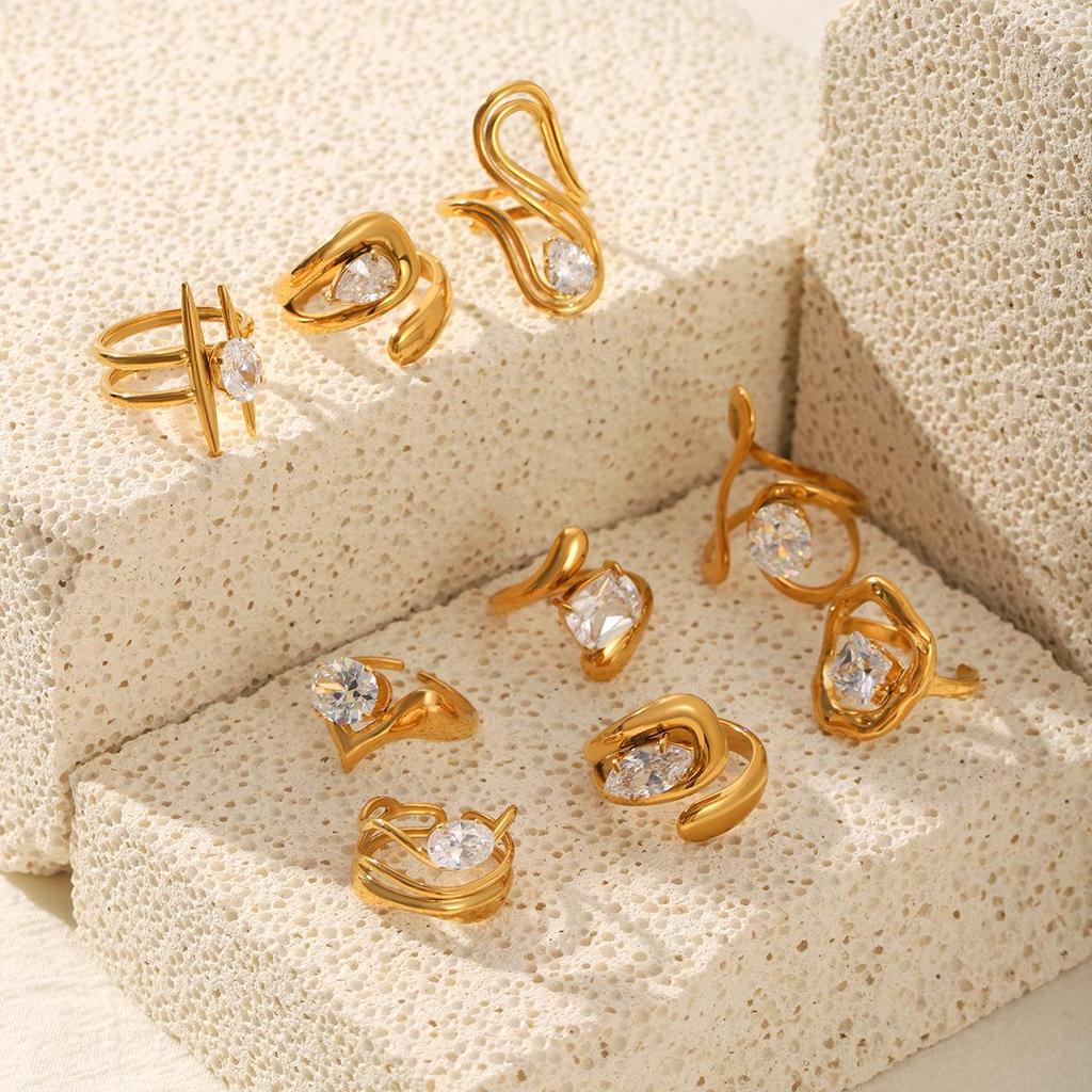 High-End Zircon Stainless Steel Ring Set for Women - Durable & Stylish Titanium Design