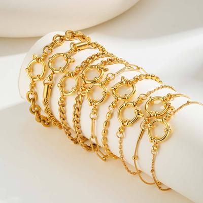 Fashion Stainless Steel Bubble Buckle Gold Bracelet Twist Chain Bead Separator Chain Round Snake Chain Nc Chain Women'S Jewelry 2465